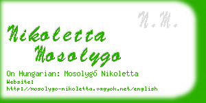 nikoletta mosolygo business card